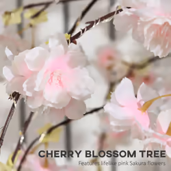 HOMCOM 180cm Cherry Blossom Tree Light with 350 LED Lights Fake Sakura Tree