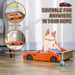 PawHut 2 in 1 Cat Scratching Board with Catnip, Car-shaped Cat Scratch Bed