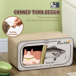 PawHut 2 in 1 Cat Scratching Board, Cardboard Cat House with Catnip