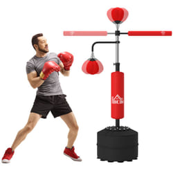 HOMCOM 3-in-1 Punching Bag with 2 Speedballs, 360 Reflex Bar, Red