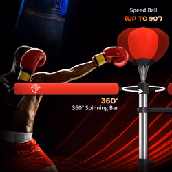HOMCOM 3-in-1 Punching Bag with 2 Speedballs, 360 Reflex Bar, Red