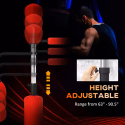 HOMCOM 3-in-1 Punching Bag with 2 Speedballs, 360 Reflex Bar, Red