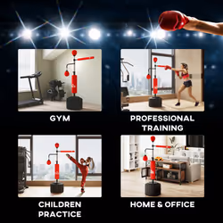 HOMCOM 3-in-1 Punching Bag with 2 Speedballs, 360 Reflex Bar, Red - Additional view 6