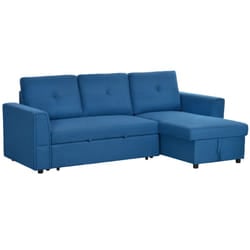 HOMCOM 3 Seater Sofa Bed, Convertible Pull Out Sofa with Storage, Dark Blue