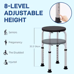 HOMCOM Bath Chair Height Adjustable Shower Seat for Elderly Disabled Black - Additional view 6