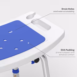 HOMCOM Shower Stool for Elderly Disabled Adjustable Shower Stool Blue
