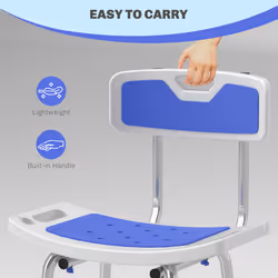 HOMCOM Shower Stool for Elderly Disabled Adjustable Shower Stool Blue - Additional view 7
