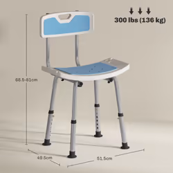 HOMCOM Shower Stool for Elderly Disabled Adjustable Shower Stool Light Blue