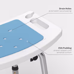 HOMCOM Shower Stool for Elderly Disabled Adjustable Shower Stool Light Blue