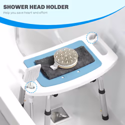 HOMCOM Shower Stool for Elderly Disabled Adjustable Shower Stool Light Blue - Additional view 4