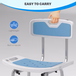 HOMCOM Shower Stool for Elderly Disabled Adjustable Shower Stool Light Blue - Additional view 7