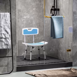 HOMCOM Shower Stool for Elderly Disabled Adjustable Shower Stool Light Blue - Additional view 8