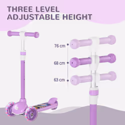 AIYAPLAY Kids 3 Wheel Scooter for 2-6 Years Old w/ Adjustable Height, Purple