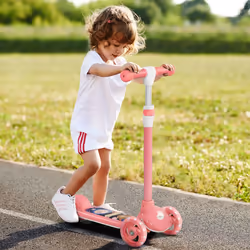 AIYAPLAY Kids 3 Wheel Scooter for 2-6 Years Old w/ Adjustable Height, Pink