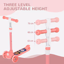 AIYAPLAY Kids 3 Wheel Scooter for 2-6 Years Old w/ Adjustable Height, Pink