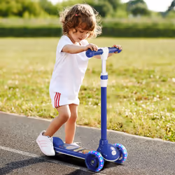 AIYAPLAY Kids 3 Wheel Scooter for 2-6 Years Old w/ Adjustable Height, Blue