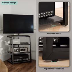 HOMCOM HiFi Rack Stand w/ Power Strip Rack 4-Tier Record Player Stand Black - Additional view 4
