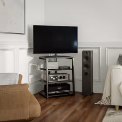 HOMCOM HiFi Rack Stand w/ Power Strip Rack 4-Tier Record Player Stand Black - Additional view 5