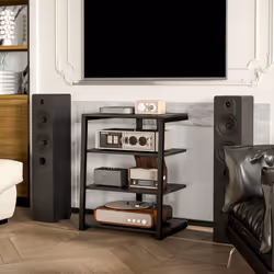 HOMCOM HiFi Rack Stand w/ Power Strip Rack 4-Tier Record Player Stand Black - Additional view 6