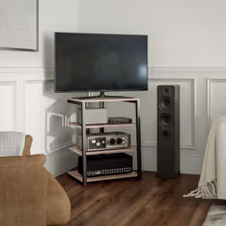 HOMCOM HiFi Rack Stand w/ Power Strip Rack 4-Tier Record Player Stand Grey - Additional view 5