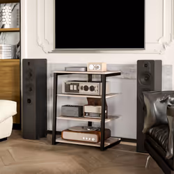 HOMCOM HiFi Rack Stand w/ Power Strip Rack 4-Tier Record Player Stand Grey - Additional view 6