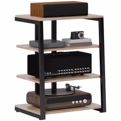 HOMCOM HiFi Rack Stand w/ Power Strip Rack 4-Tier Record Player Stand Grey - Additional view 7