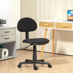 HOMCOM Armless Office Chair with Adjustable Height 360 Swivel Wheels Black