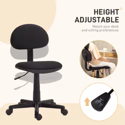 HOMCOM Armless Office Chair with Adjustable Height 360 Swivel Wheels Black