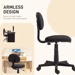 HOMCOM Armless Office Chair with Adjustable Height 360 Swivel Wheels Black - Additional view 4
