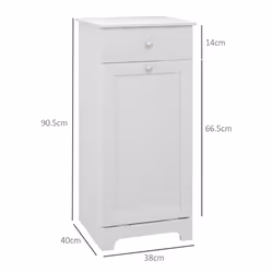 HOMCOM Bathroom Cabinet with Folding Laundry Hamper and Drawer, White - Additional view 7