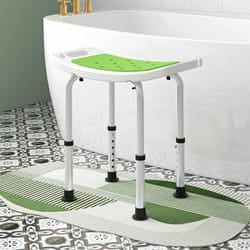 HOMCOM Adjust Aluminium Bath Stool Shower Non-Slip w/ Shower Hole, Green