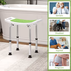 HOMCOM Adjust Aluminium Bath Stool Shower Non-Slip w/ Shower Hole, Green - Additional view 5