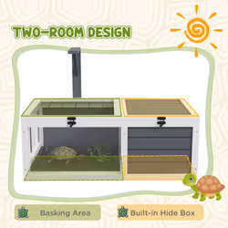 PawHut Tortoise House, Wooden Tortoise Table w/ Wooden Lamp Holder - Grey
