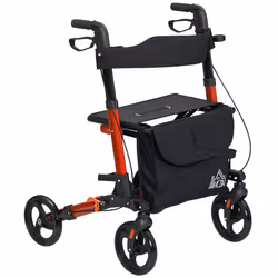 HOMCOM 4 Wheel Rollator Walker,  Adjustable Mobility Walker with Bag, Red - Additional view 8