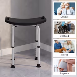 HOMCOM Aluminium Shower Stool w/ Adjustable Height Non-Slip Bath Stool Black - Additional view 6