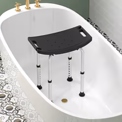 HOMCOM Aluminium Shower Stool w/ Adjustable Height Non-Slip Bath Stool Black - Additional view 7