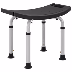 HOMCOM Aluminium Shower Stool w/ Adjustable Height Non-Slip Bath Stool Black - Additional view 8