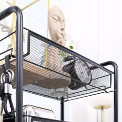 HOMCOM 5 Tier Utility Rolling Cart with Removable Mesh Baskets, Black - Additional view 5