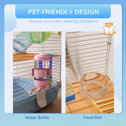 Pawhut 5 Tier Hamster Cage Carrier Habitat w/ Exercise Wheels, Light Blue - Additional view 4