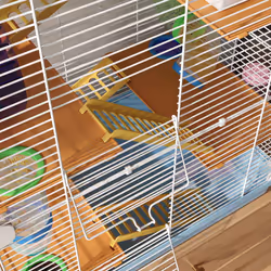 Pawhut 5 Tier Hamster Cage Carrier Habitat w/ Exercise Wheels, Light Blue - Additional view 7