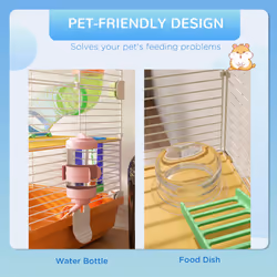Pawhut 5 Tier Hamster Cage Carrier Habitat w/ Exercise Wheels, Orange - Additional view 4