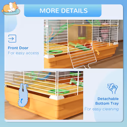 Pawhut 5 Tier Hamster Cage Carrier Habitat w/ Exercise Wheels, Orange - Additional view 6