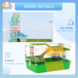 PawHut Hamster Cage w/ Water Bottle, Exercise Wheel, Tubes, Ramps - Green - Additional view 5