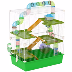 PawHut Hamster Cage w/ Water Bottle, Exercise Wheel, Tubes, Ramps - Green - Additional view 8