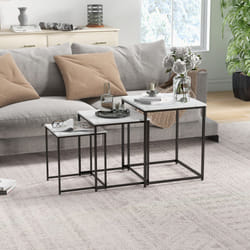 HOMCOM Nesting Coffee Tables Set of 3 Stacking Sofa Side Tables White