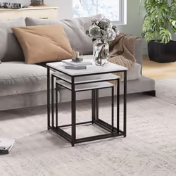 HOMCOM Nesting Coffee Tables Set of 3 Stacking Sofa Side Tables White - Additional view 4