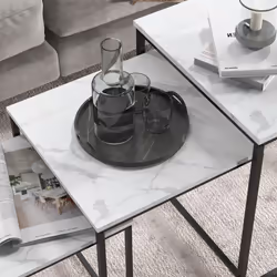 HOMCOM Nesting Coffee Tables Set of 3 Stacking Sofa Side Tables White - Additional view 5