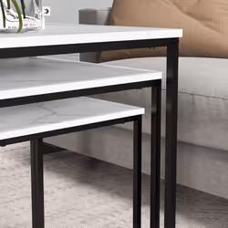HOMCOM Nesting Coffee Tables Set of 3 Stacking Sofa Side Tables White - Additional view 6