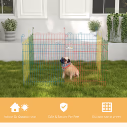 PawHut Pet Playpen Dog Puppy Crate Kennel w/ Door, 60H x Î¦156cm - Additional view 4