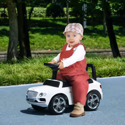 AIYAPLAY Bentley Licensed Ride on Car, Foot to Floor w/ Music Horn - White